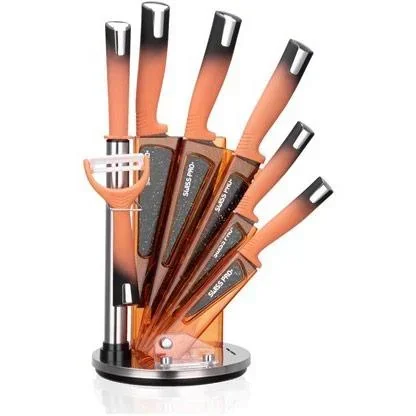 "Kitchen knife set - with standard - 8-piece - orange image"