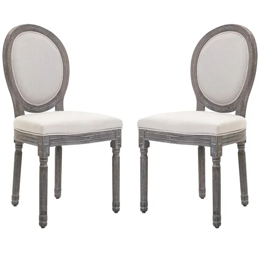 "Dining chair set of 2 ivory white image"