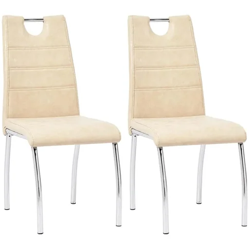 "Dining room chairs 2-seater faux leather cream image"