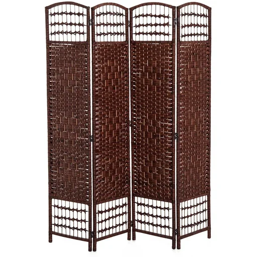 "Paravent room divider partition wall 4 pcs. Bamboo wood brown image"