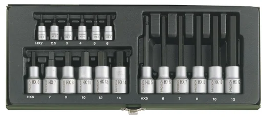"HX socket set, 1/4" + 1/2" (18 pieces) image"