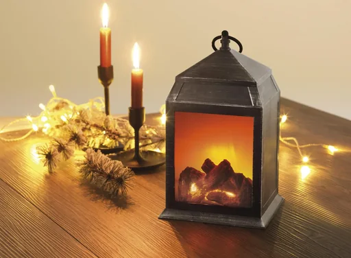 "LED lantern with flickering flame light image"