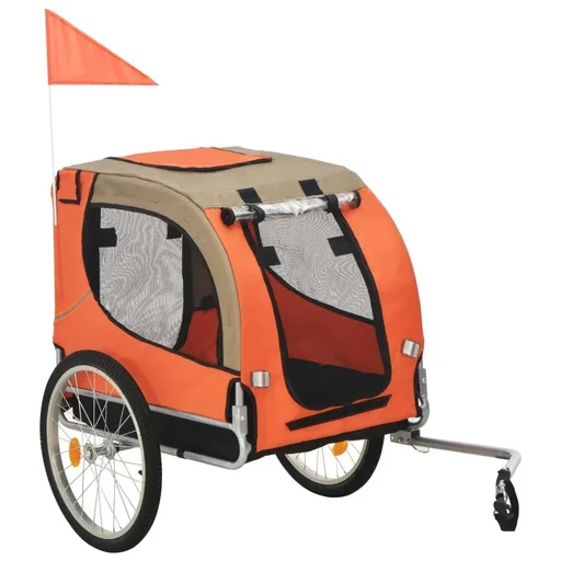"Dog bike cart orange and brown image"