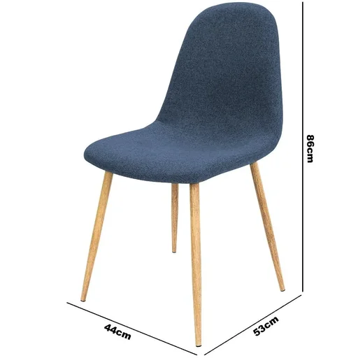 "Designer chair with dark blue fabric cover, 4 pieces image"