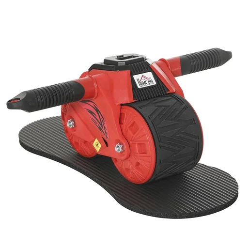 "AB Roller abdominal trainer abdominal roller abdominal muscle training incl. knee mat display ABS rubber red 40 x 25 x 16 cm image"