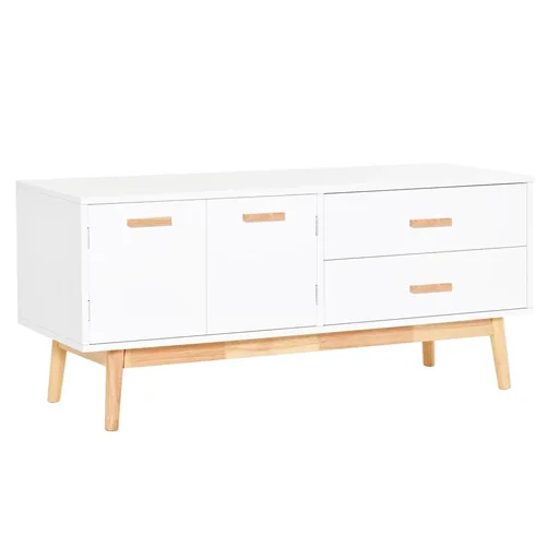 "TV table TV cabinet TV lowboard Modern MDF board Rubber wood legs Storage space Living room Office for TVs up to image"
