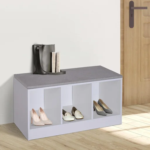 "Shoe bench with seat cushion shoe cabinet shoe rack lowboard wardrobe hallway entrance image"