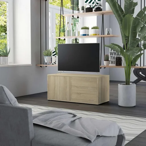 "TV cabinet 80x34x36 cm chipboard Sonoma oak image"