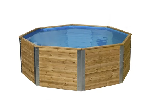"Solid wood pool 593, diameter 325 cm, height 116 cm, including ladder and hanging filter image"