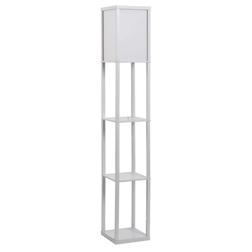 "Floor lamp with 3 shelves, interior lighting E27 up to 40W for living room/bedroom, E1-MDF, acrylic, white, 26 x 26 x 160 image"
