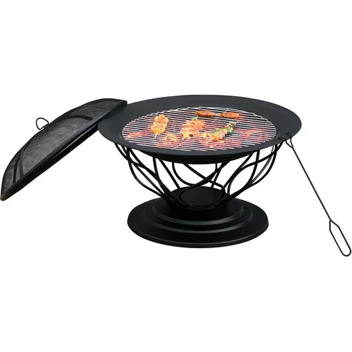 "2-in-1 fire bowl with grill grate black image"