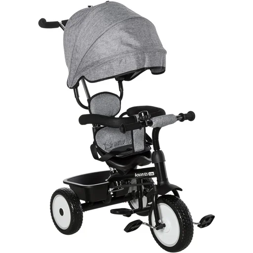 "6 in 1 children's tricycle tricycle children's bicycle wheel stroller push bar sun canopy safety belt 6-60 months gray+black image"