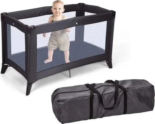 "Children's bed dark grey foldable - 76 x 120 cm image"