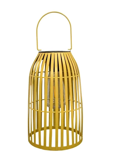 "LED solar lantern made of metal with handle image"