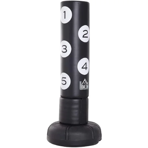 "Standing punching bag, boxing dummy, punching bag, training boxing dummy, black image"