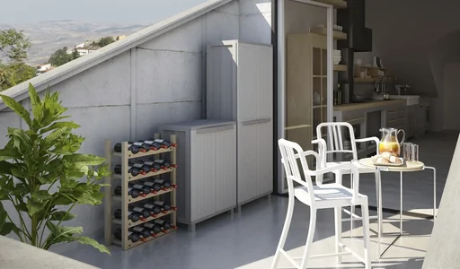 "Plastic locker cabinet J-Wood 368 for weather-protected outdoor and indoor use image"