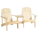 Adirondack garden chair with table and umbrella hole 2 seater garden chair seating group garden furniture for balcony solid wood natural