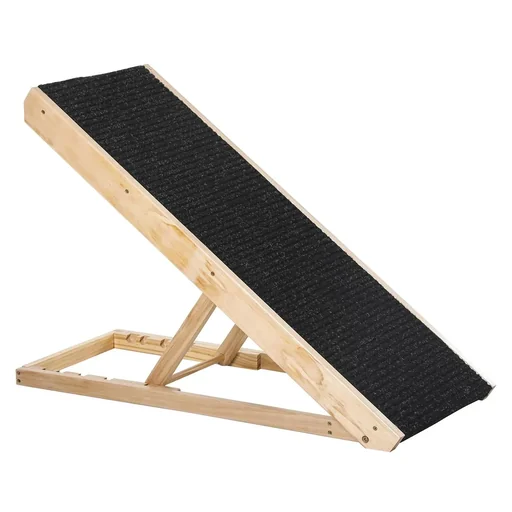 "Pet ramp with non-slip carpet adjustable pet ladder dog ramp for large dog pinewood polyester sch image"