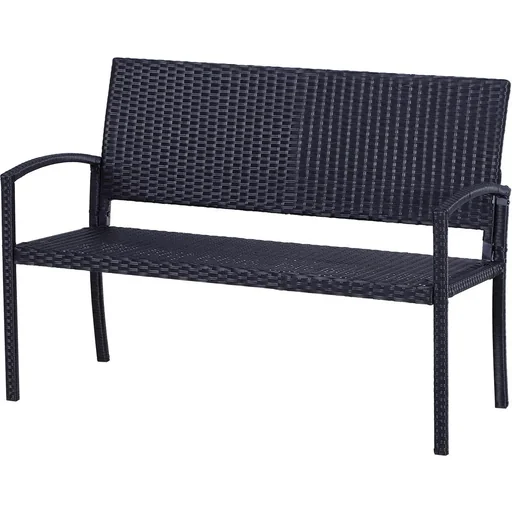 "Polyrattan garden bench black image"