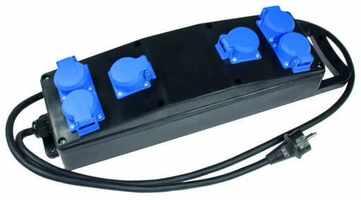 "Solid rubber power strip S1 H07RN-F 3G2.5, 2m, 230V, 6 earthed sockets 230V, 16A image"