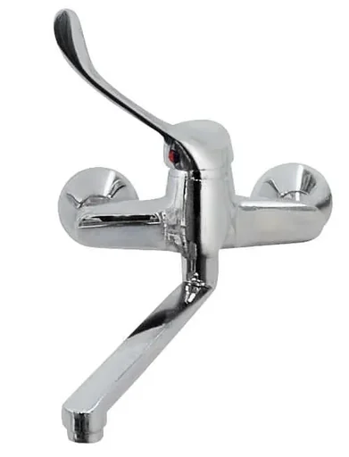 "Wall-mounted faucet with doctor's lever, chrome image"