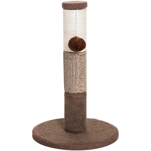 "Scratching post cat tree climbing tree with a ball brown image"
