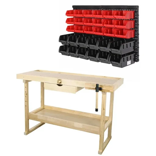 "Mancave wooden workbench WITH Deuba tool wall set of 2 image"