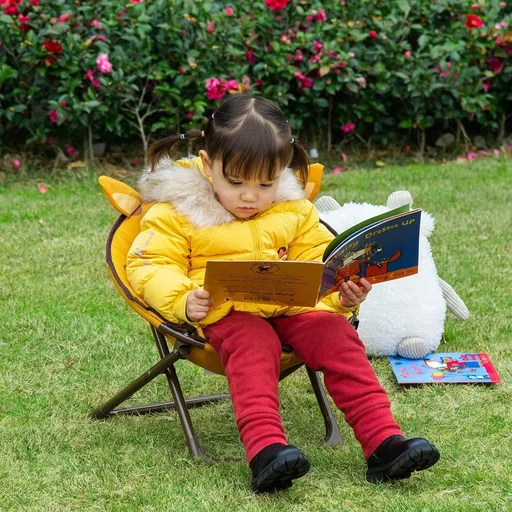 "Camping chair foldable children's folding chair moon chair for 3 to 5 year old children steel yellow Ø50 x 49H cm image"