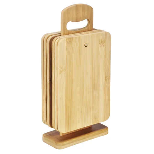 "Bamboo boards 6 pieces with stand image"