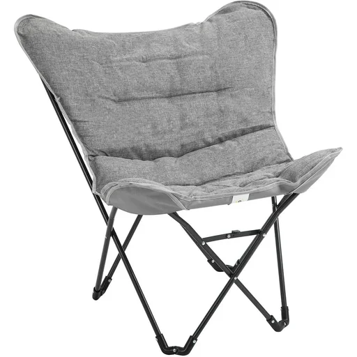 "Folding camping chair - steel - light grey - 88 x 74 x 84 cm image"