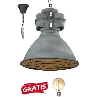 "Hanging lamp Anouk XL with grid 93680/70 Concrete 48cm incl. warm lamp image"