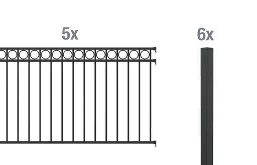 "Complete fence set Circle, for setting in concrete, matt black, height 120 cm, length 10 m image"