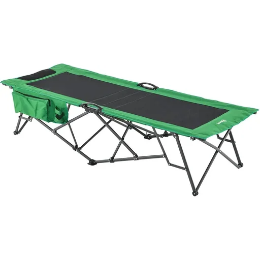 "Camping bed with side pocket green, black image"