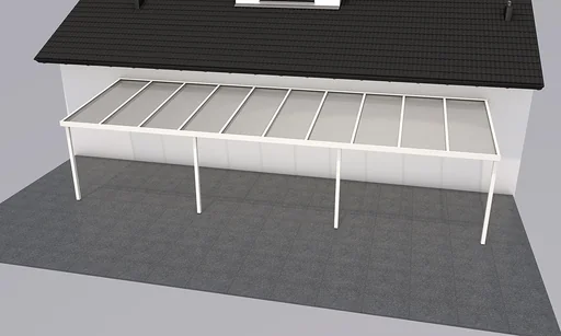 "Patio roof Premium, white, 10140 x 3060 mm - Acrylic multi-wall sheets 16 mm, clear image"
