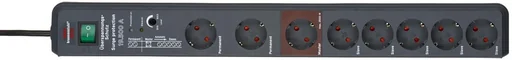 "Secure-Tec 8-way power strip with 19,500A surge protection, grey image"