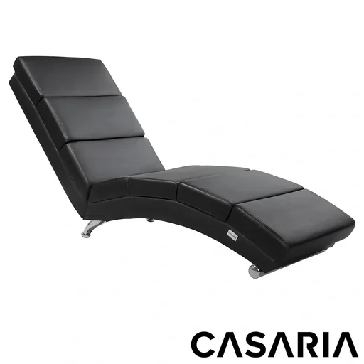 "Lounger London black faux leather 186 x 55 x 89cm image"