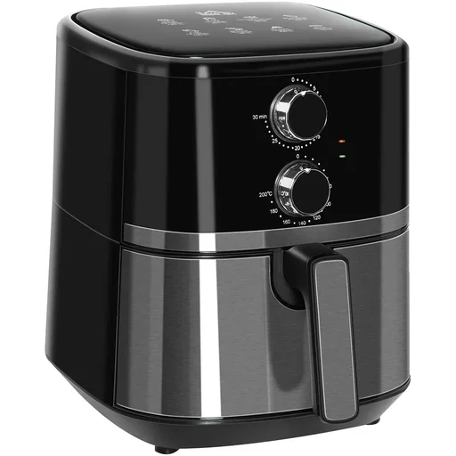 "Hot air fryer 4.5 L 1500W with 8 menus Non-stick basket for healthy oil-free low-fat cooking Steel Black image"