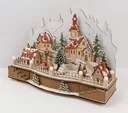 LED wooden lamp village square with music box