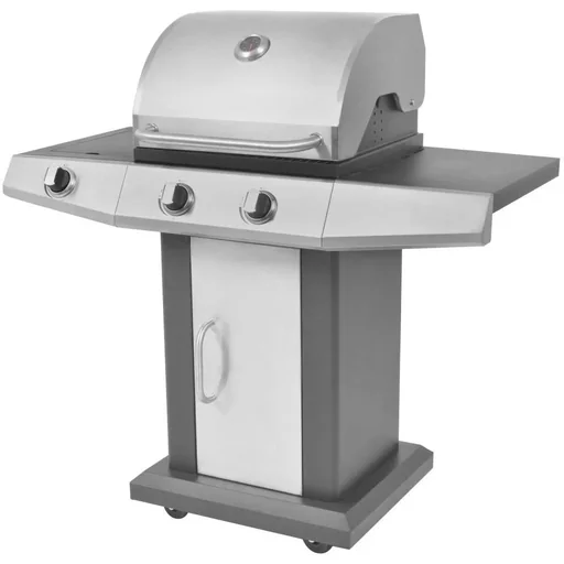 "Gas grill and grill 2+1 cooking zone black and silver image"