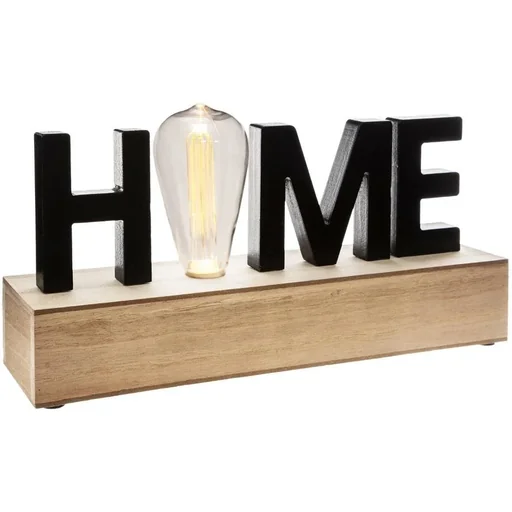 "Lamp with HOME text - 34 cm - wood image"