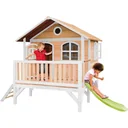 Stef playhouse brown/white with lime green slide