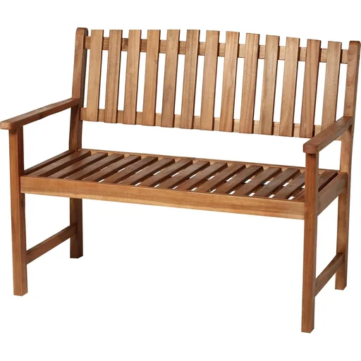 "2-seater garden bench wooden bench with armrest country house style acacia wood red-brown 120 x 65 x 91.5 cm image"