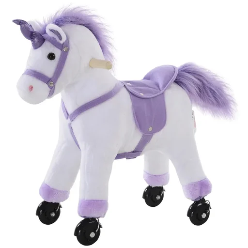 "Plush unicorn on wheels image"
