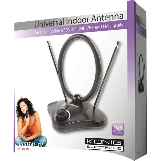 "Amplified indoor DVB-T/T2 - DAB+ indoor antenna with amplifier 22 dB FM / VHF / UHF image"