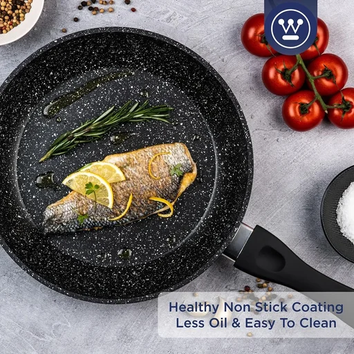 "Black marble pots and pans - Frying pan 28 cm + Frying pan 30 cm - Black image"