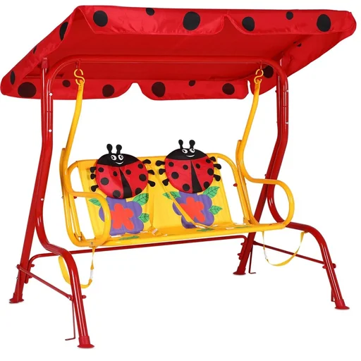 "Swing bench with ladybug for children with 3 belts image"