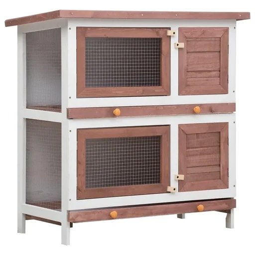 "Outdoor rabbit hutch with 4 doors image"