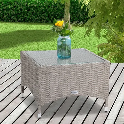 "Polyrotan side table grey, 58 x 58 x 42 cm image"
