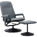 Massage table adjustable with footstool fabric light grey