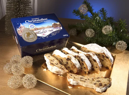 "Dresden Christmas Stollen in a tin, 500g image"